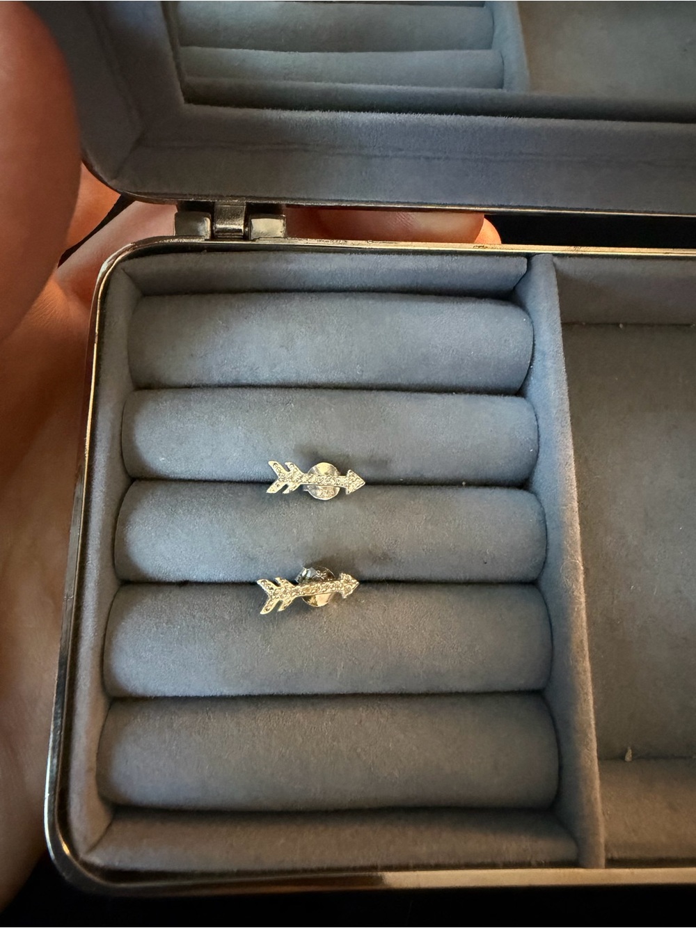 Adina Eden Silver-Tone arrow Stud Earrings with diamond Accents